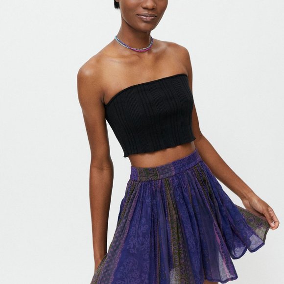 Urban Renewal Recycled Overdyed Gauze Mini Skirt Purple M/L - Picture 7 of 9